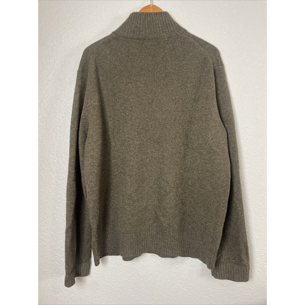 J Crew Mens Army Green 1/4 Zip Pullover 100% Lambs Wool Sweater Mock Neck Sz XL